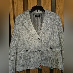 Talbots Sz 14W Blue Tweed Blazer